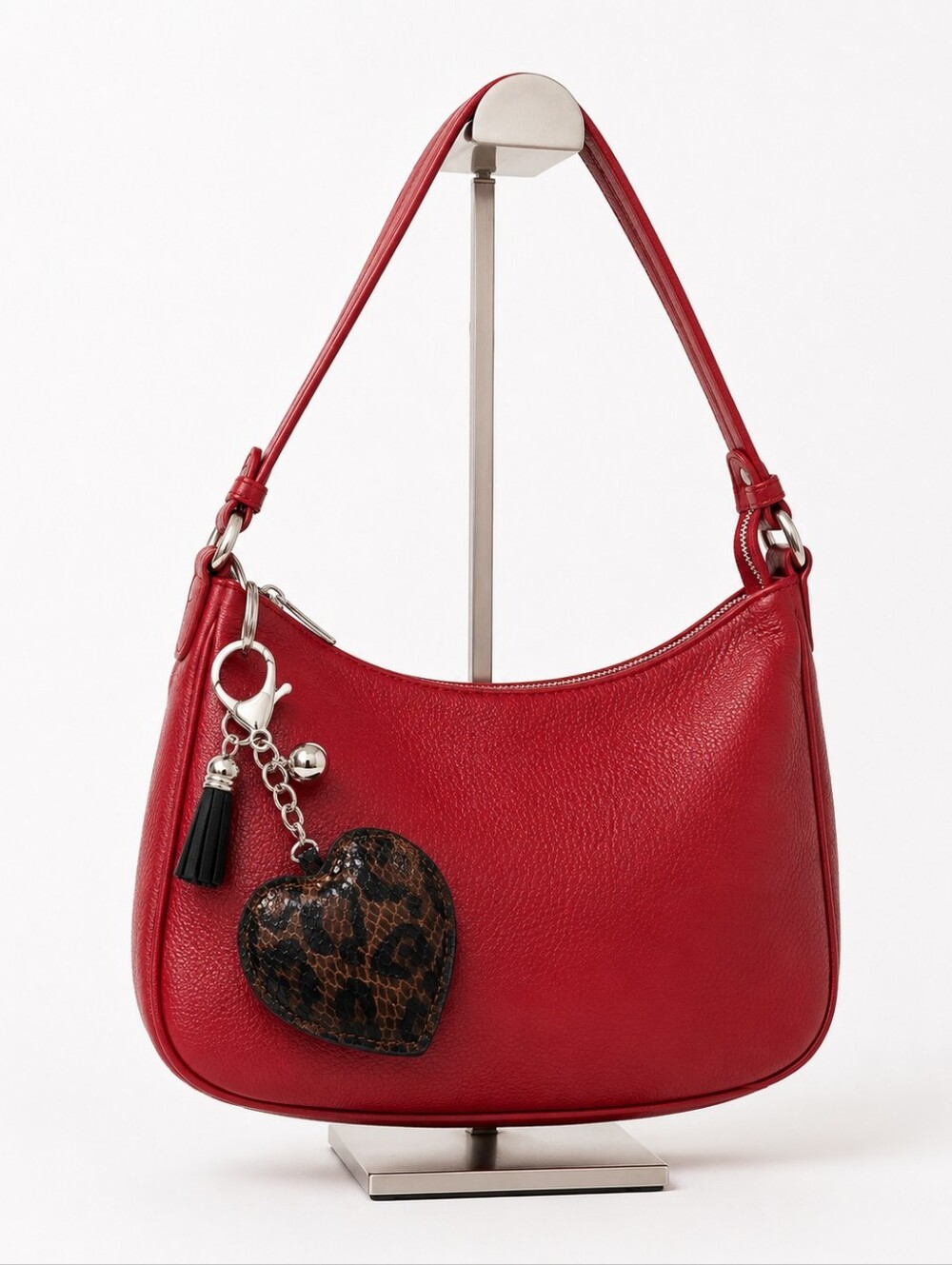 Wild Heart Leopard Puff Bag Charm & Keychain NWOT - Picture 2 of 3